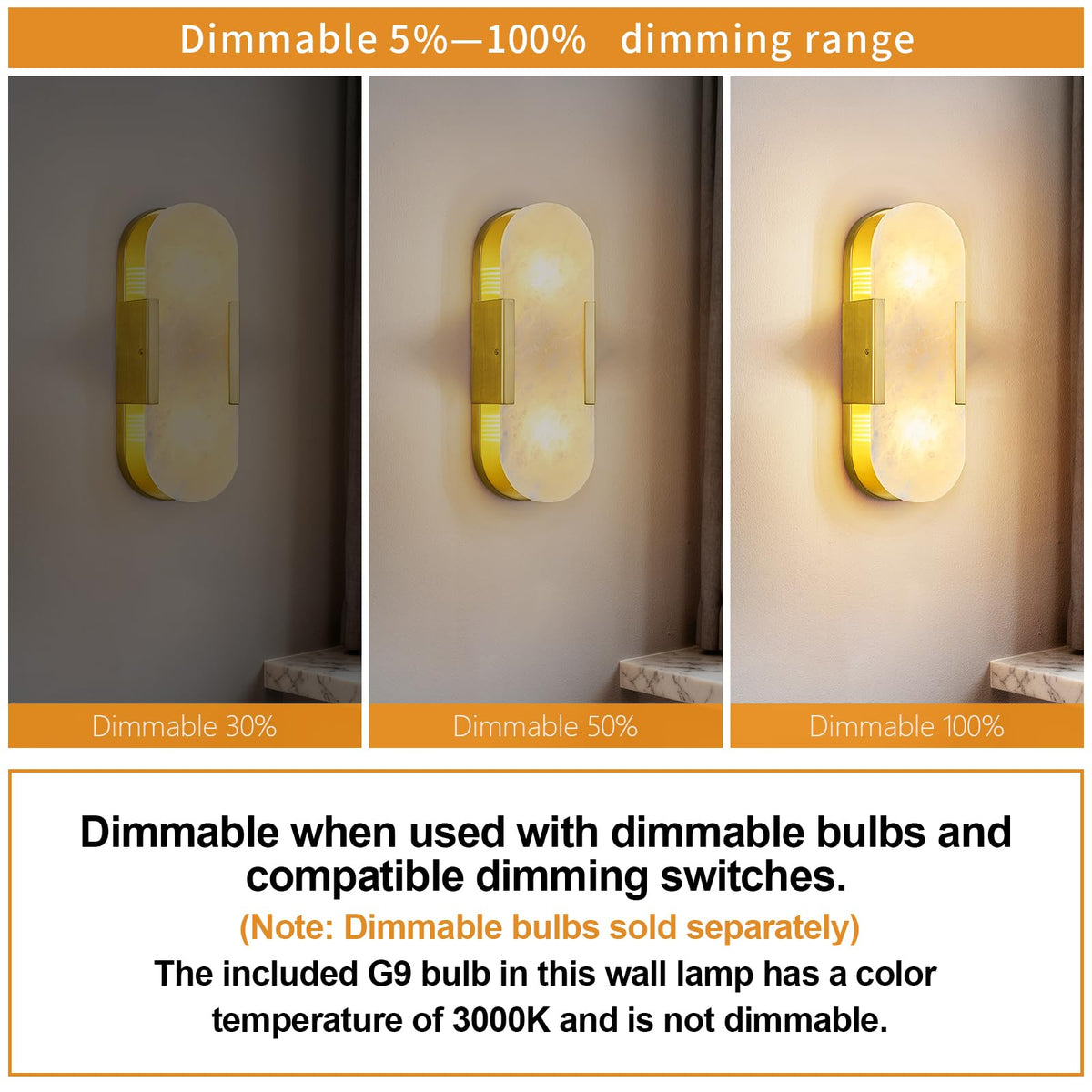 PNJXSRJH Natural Alabaster Wall Sconces, Modern Marble Gold Wall Sconce 14 inch Indoor Wall Lighting for Bedroom Bathroom Living Room Stairs (1-Pack)