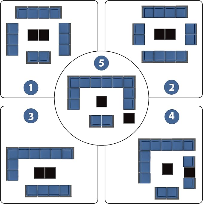 KIGOTY 14-Piece Patio Furniture Set, All-Weather PE Rattan Outdoor Sectional