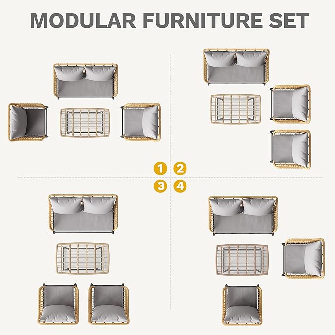 DWVO Outdoor Conversation Set 4 Piece, Outdoor Wicker Bistro Set