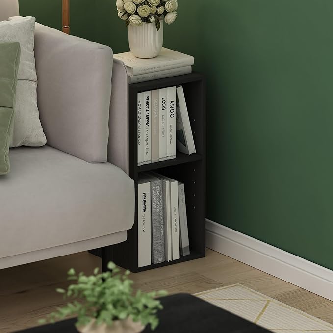 Furinno Fulda Book Shelf, 2-Tier Narrow Bookshelf, Bookcase