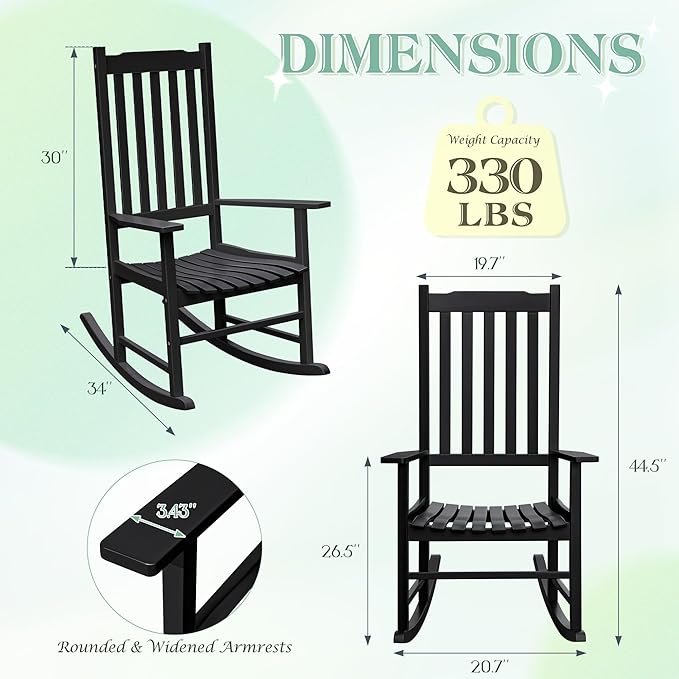 Flamaker Outdoor Rocking Chair Oversized Wooden Patio Chairs