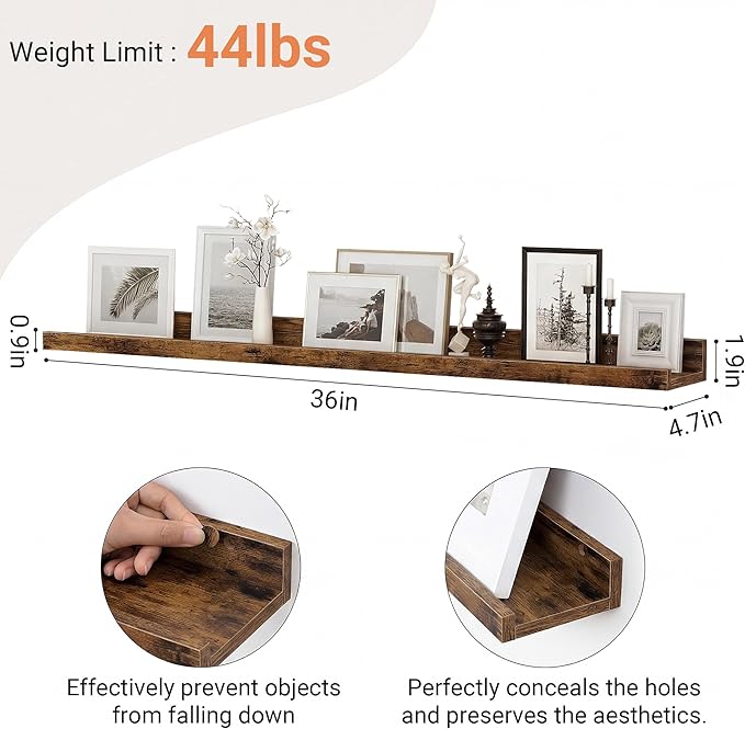 Floating Shelves for Wall, 36 inch Wood Floating Shelves Set of 2, Picture