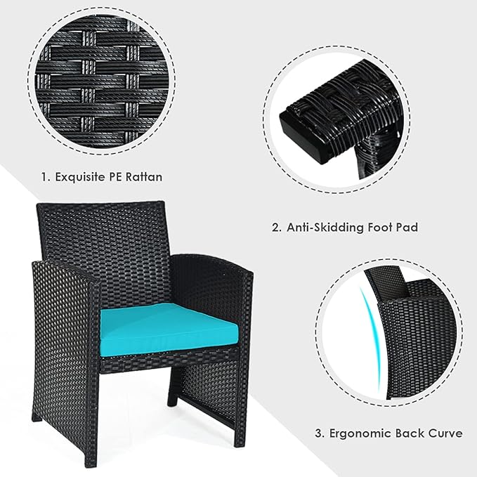 Tangkula 4 Pieces Patio Wicker Conversation Furniture Set, Patiojoy Sofa &