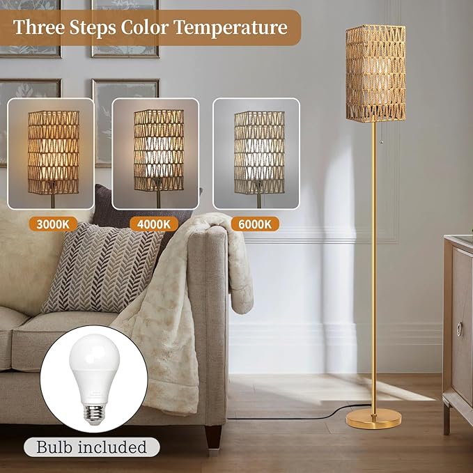 Ruiever Floor Lamp for Living Room, Farmhouse Floor lamp, Modern Standing lamp