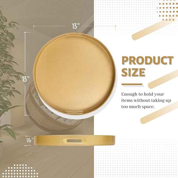 MAONAME 13" Gold Round Decorative Tray