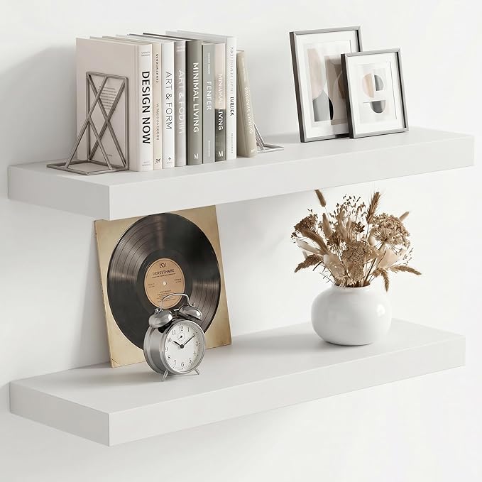 fuqing 20 Inch Floating Shelves | 6.7 Inch Deep White Shelves