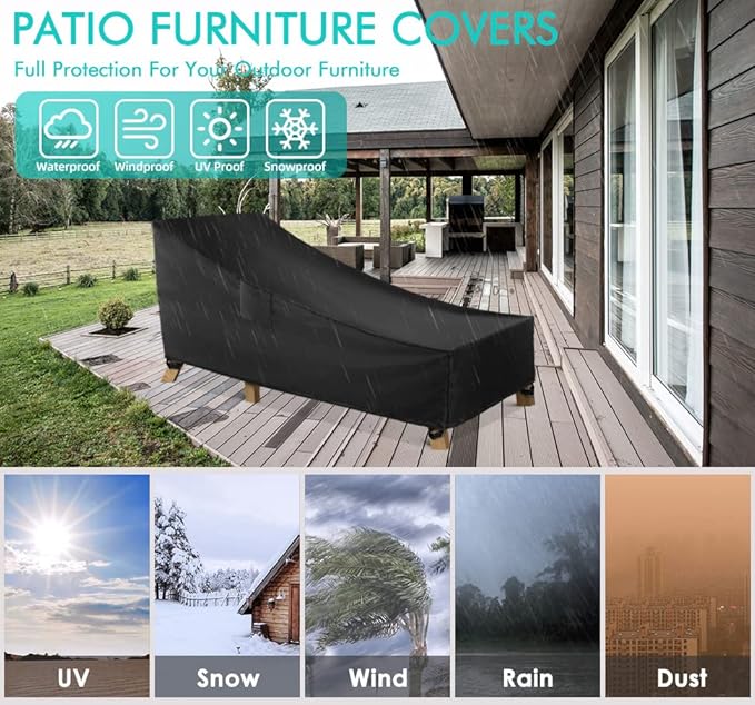 WLEAFJ Chaise Lounge Covers Outdoor Patio Lounge Chair Covers, Heavy Duty