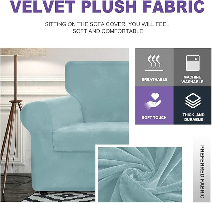 ZNSAYOTX Luxury Velvet Chair Slipcovers