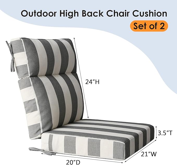 Unimatta Outdoor High Back Chair Cushion Seat Pads, 44 x 21 Inch