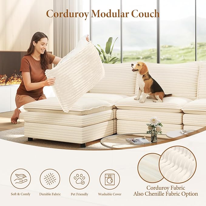 Vesgantti 108" Cloud Couch for Living Room, t6 Seats Deep Seat Sectional