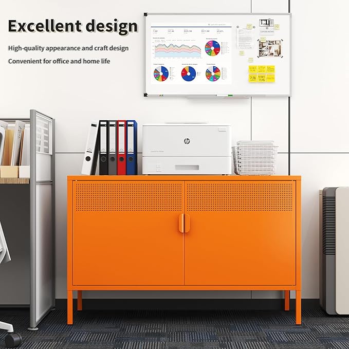 Orange Metal Storage Cabinet