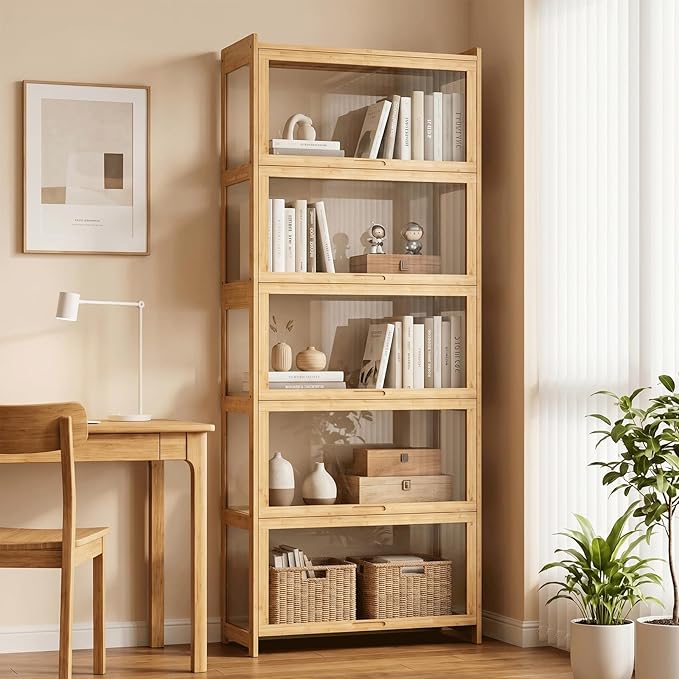 Magshion Display Cabinet with Acrylic Doors, 5-Tier Curio Cabinet
