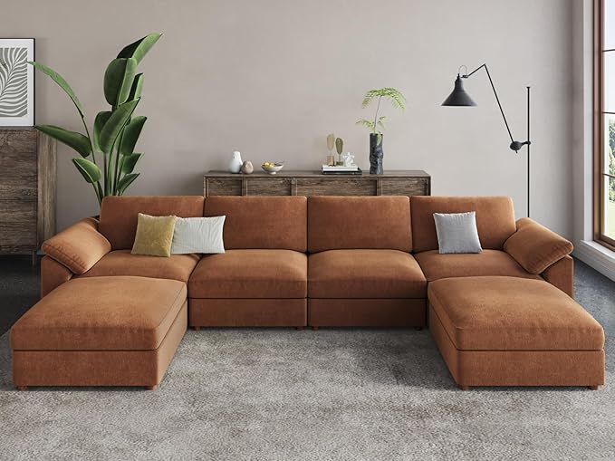 EASE MOOSE Modular Sectional Couch, Oversized Deep Seat U Shape Sectional Couch