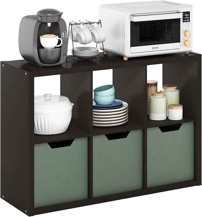 Furinno Cubicle Book Shelf, 6-Cube Bookshelf, Extra Thick Frame Horizontally &