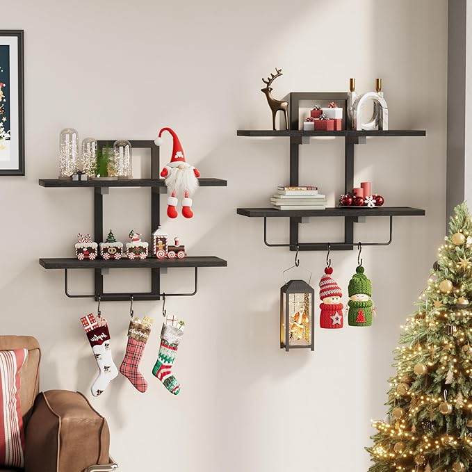 Creso hom Floating Shelves, Hanging Bathroom Shelves 2-Tier, Wall Mounted