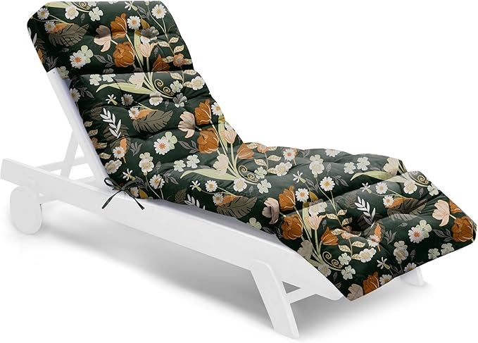 Outdoor Chaise Lounge Chair Cushion Waterproof 74.4 x 22 x 4.7 Inches Memory