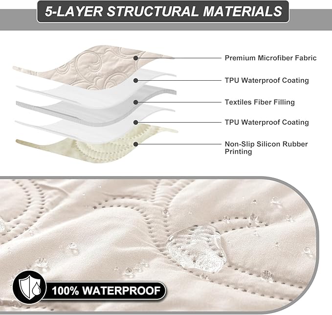 100% Waterproof Loveseat Recliner Cover, 4-Piece Split Reclining Couch Covers
