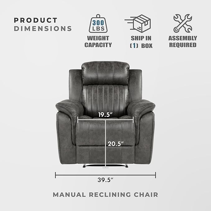 Lexicon Recliner Chair, Home Theater Seating, Manual Polished Microfiber