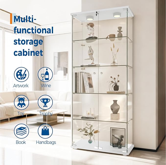 IDEALHOUSE Tempered Glass Display Cabinet