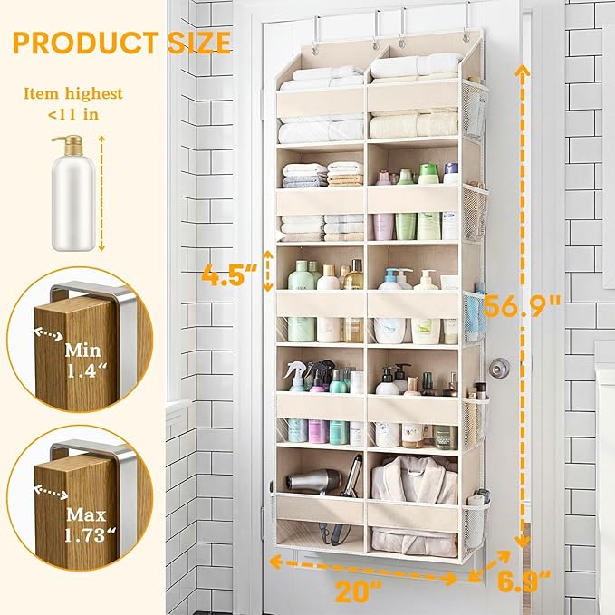 2 Pack Over the Door Organizer 5 Tiers, Extra Large Behind Door Storage of 10