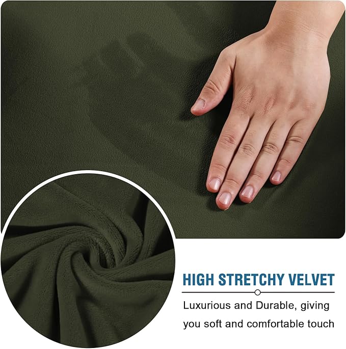 H.VERSAILTEX Real Velvet Plush 3 Piece Stretch Sofa Covers Couch Covers