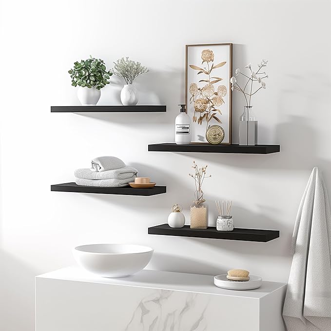 YYWUOJJ Wood Floating Shelves for Wall Decor, Rustic Wall Shelves for Bedroom