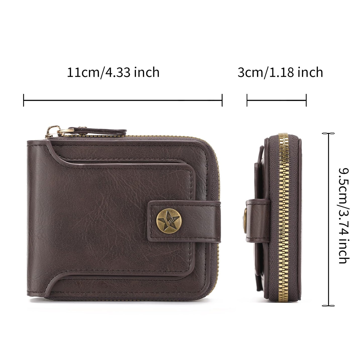 LOUEBICA Wallet Men Leather Bifold Wallets For - Flap ID Window Zip Coin Pocket Mensr Wallets - Big Capacity Credit Card Travel Wallet