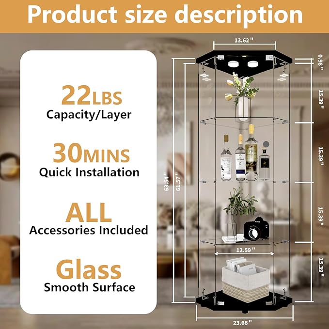 Beauty4U Glass Display Corner Cabinet