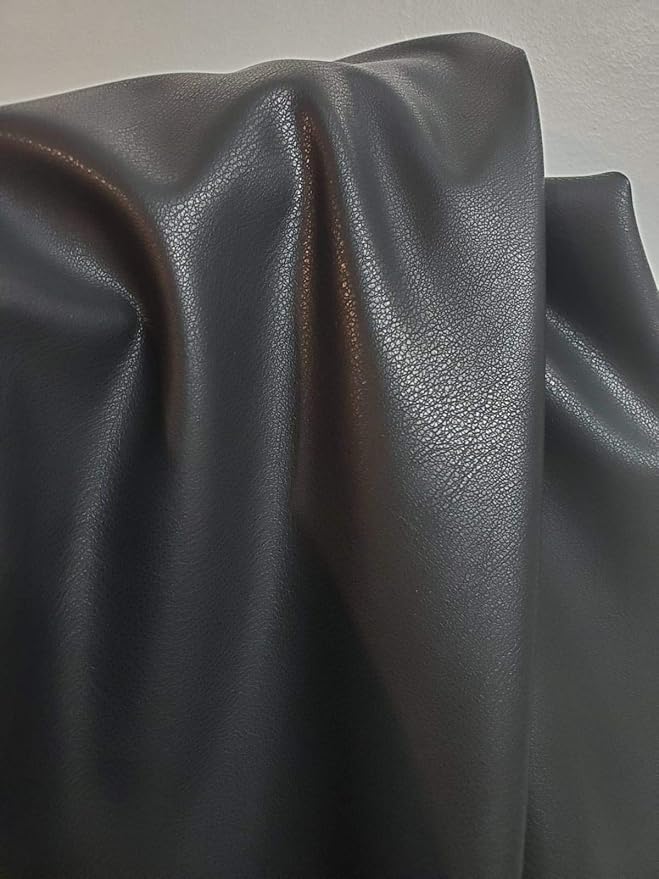 NAT Leathers | Black Thin Garment 0.6 mm Soft Faux Vegan Leather PU | 10 Yards