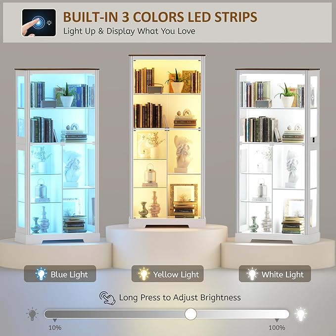 Gurexl Modern Glass Display Cabinet
