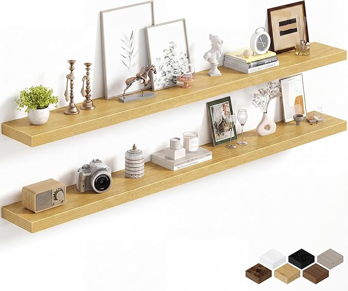 Fun Memories 72Inch Long Floating Shelves, 8 Inch Deep Shelves