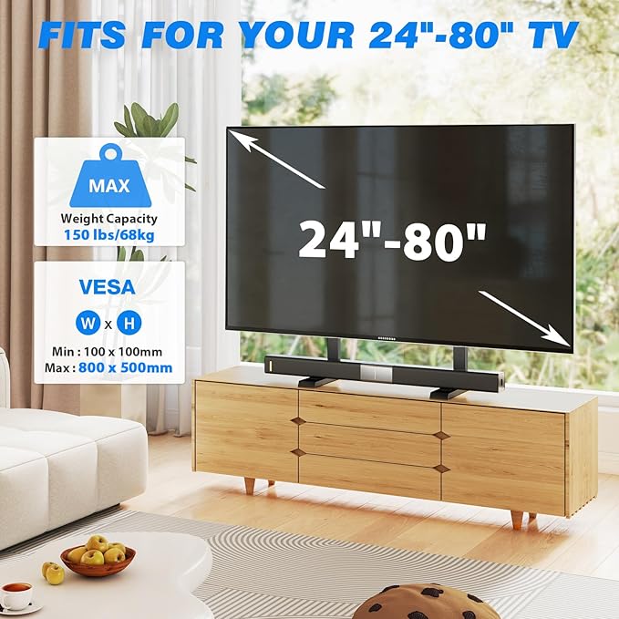 Rfiver Universal TV Stand Base for 24-80 Inch TVs, Table Top TV Stand