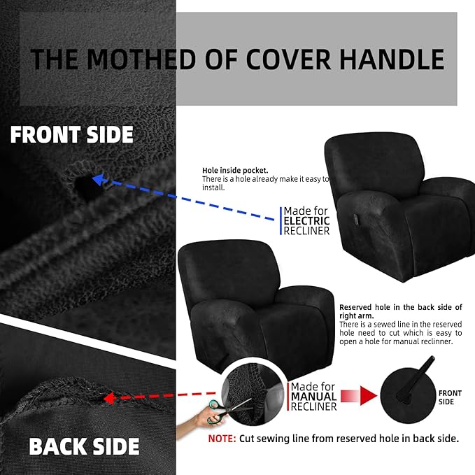 ANARACHON Leather Look Recliner Chair Covers Stay in Place 4-Piece Recliner