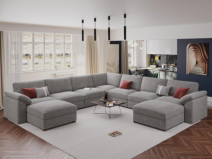 EASE MOOSE Oversized Sectional Modular Sofa, U Shape Sectional Couch Wide Deep