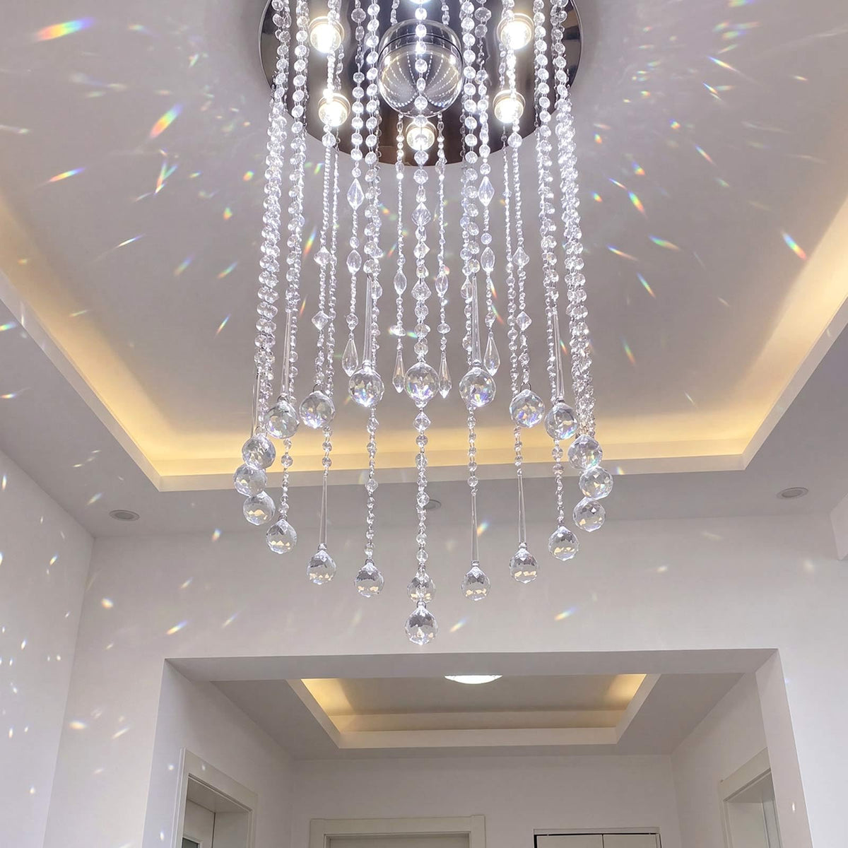 Soulchen 24 Pcs 20 Inch Clear Acrylic Crystal Garland Strands Large Hanging Chandelier Bead Chain String Wedding Icicle Drop Ornaments for Wedding Party Decor