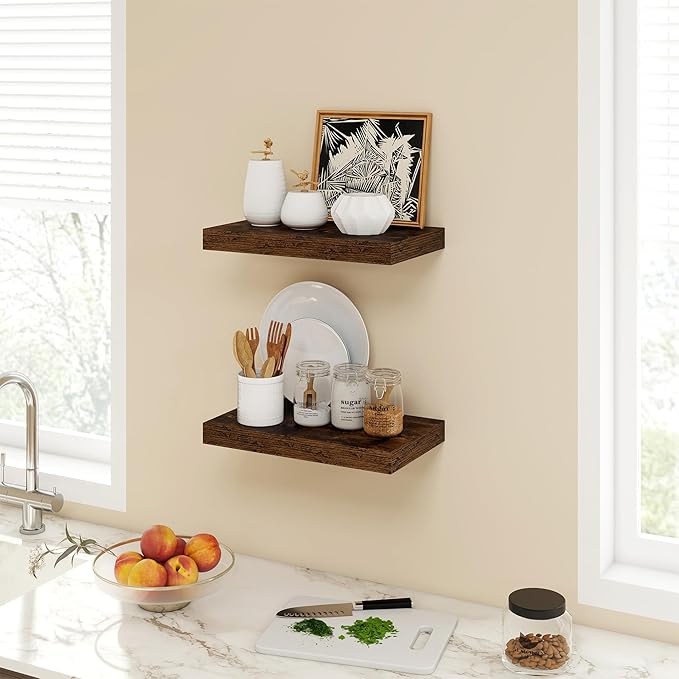 Acovy 16 Inch Floating Shelves, 9.3" Deep Floating Shelf Wall Mounted, Rustic