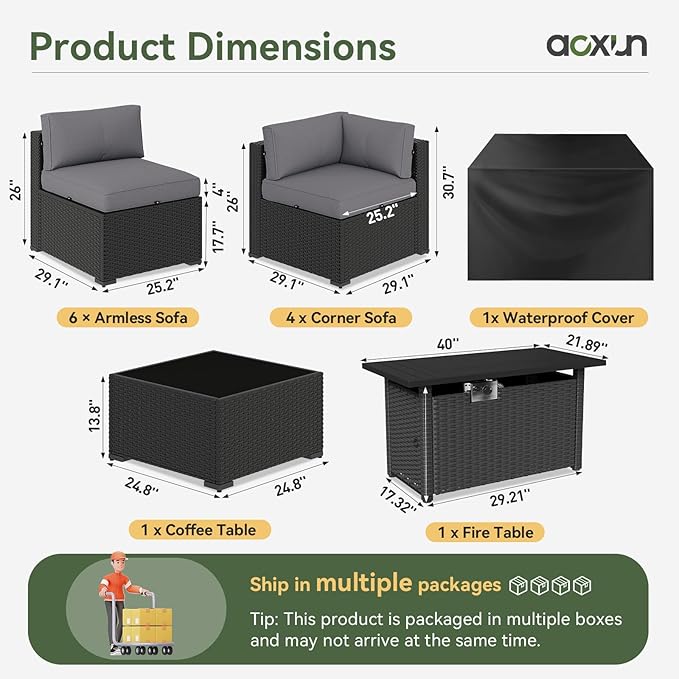 Aoxun 15 Piece Patio Furniture Set
