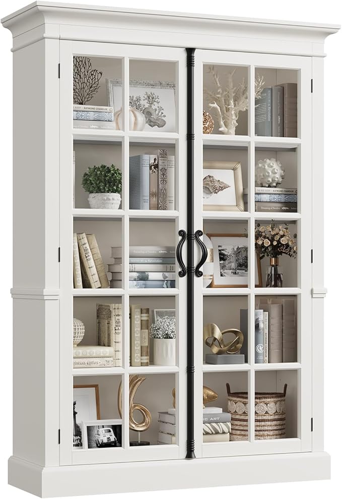 QUW Modern 65" Display Cabinet, 5-Tier Bookcase