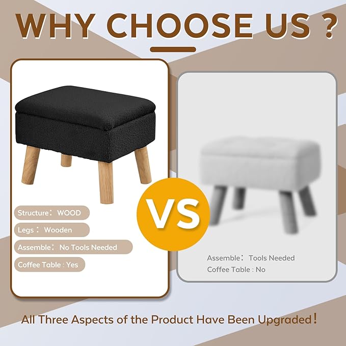 Storage Ottoman, Small Foot Stool Ottoman