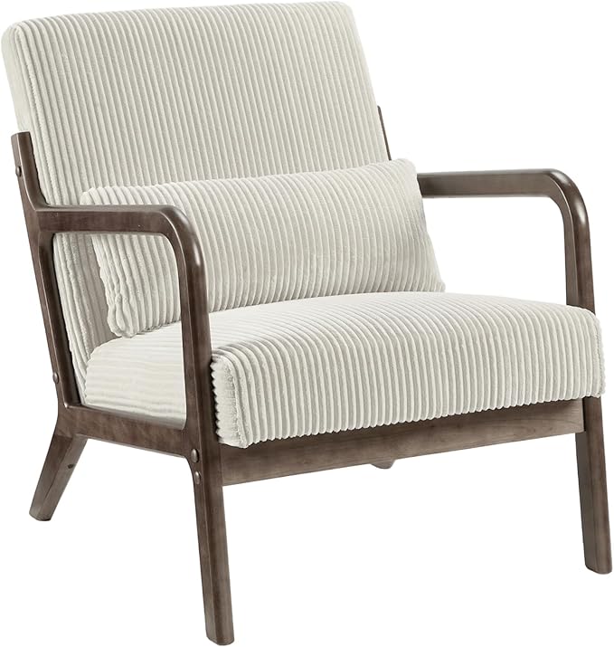 Garvee Mid-Century Modern Accent Chair, Wide-Wale Corduroy Upholstery, Solid