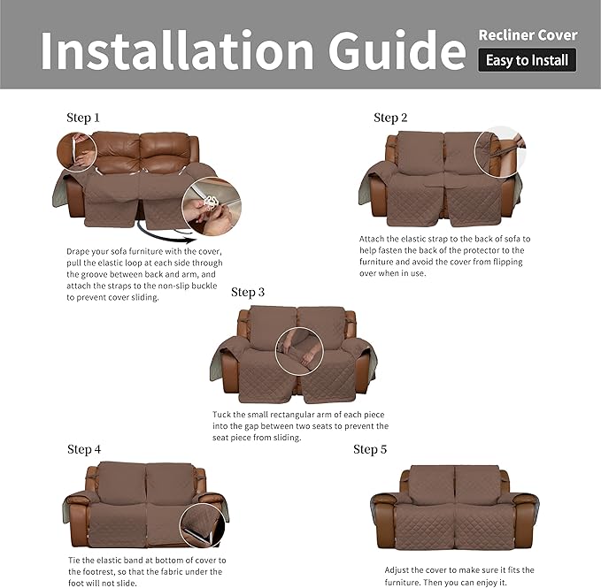 Easy-Going Oversized Loveseat Recliner Cover, Reversible Couch Cover