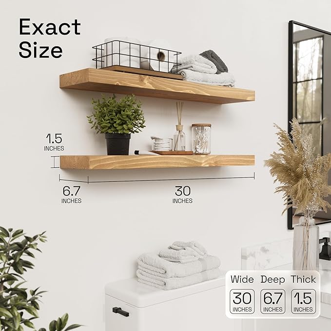 BAOBAB WORKSHOP Natural Wood Floating Shelves