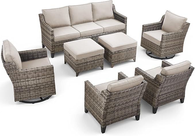 Wicker Patio Furniture Set-7 PieceAll Weather Outdoor Conversation Sets