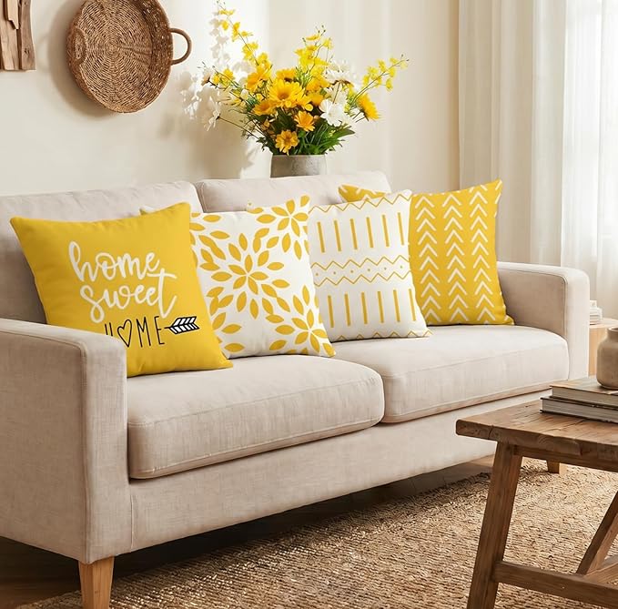 YCOLL Pillow Covers 20x20 Set of 4, Modern Sofa Throw Pillow Cover, Decorative