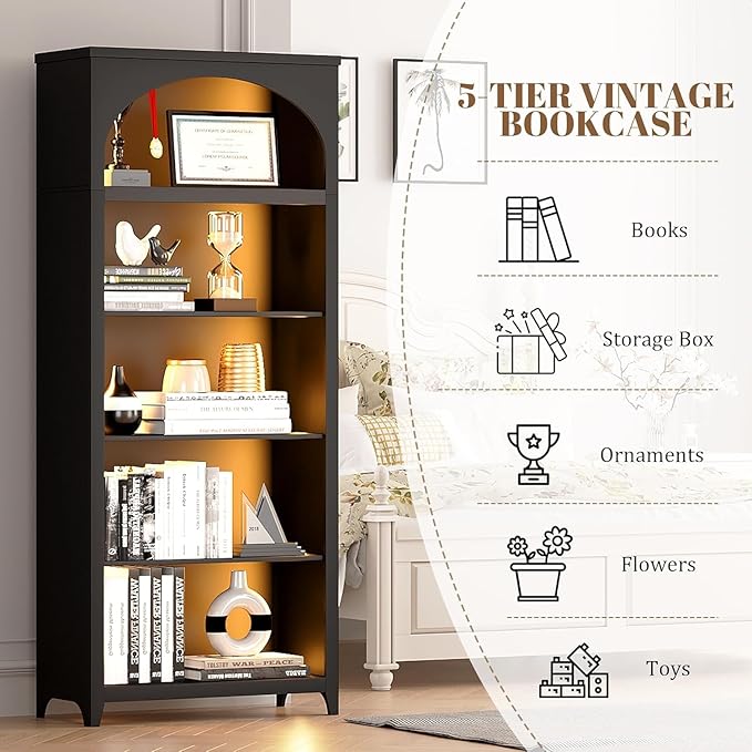Dystler 5-Tier Arched Bookshelf