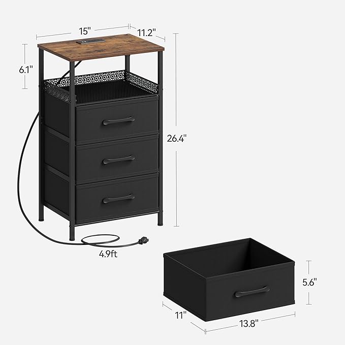 JARHETUN Nightstand Set of 2, Night Stands