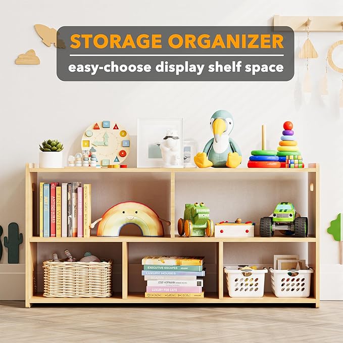 SpaceAid 5-Compartment Bookshelf, Montessori Bookcase