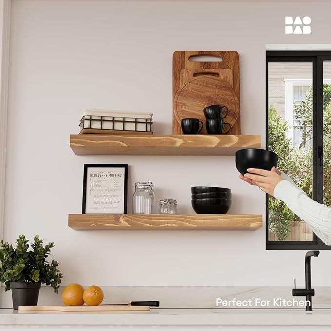 BAOBAB WORKSHOP Natural Wood Floating Shelves