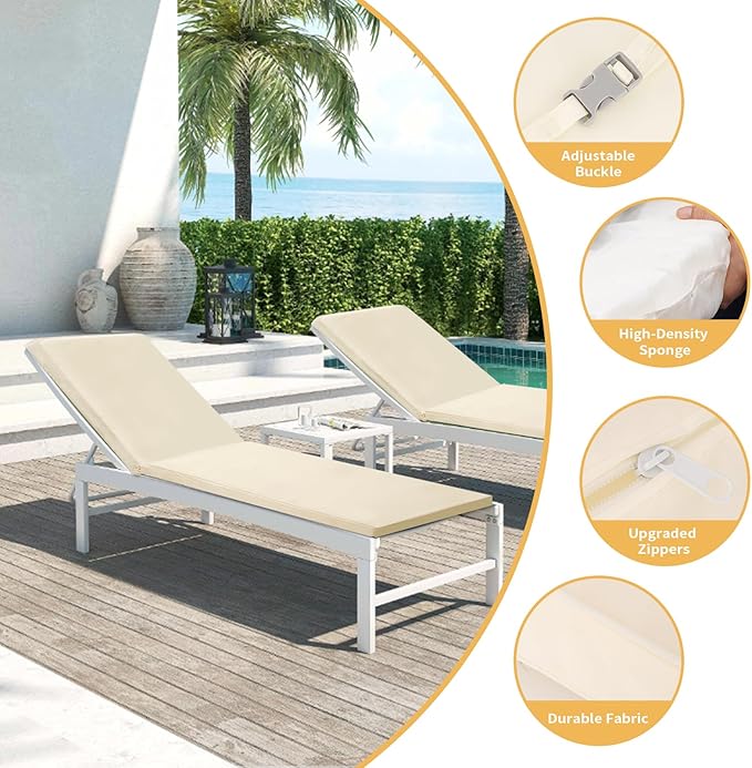 Outdoor Chaise Lounge Cushions for Patio, Lounge Chair Cushions, Waterproof