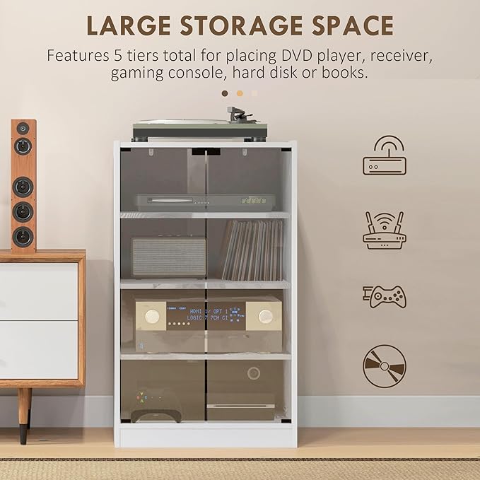 HOMCOM Media Cabinet, 4-Tier Stereo Cabinet